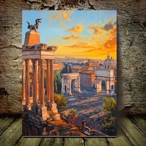 Rome, Italy canvas 32 x 24 wall decor WOODEN FRAME ART huge